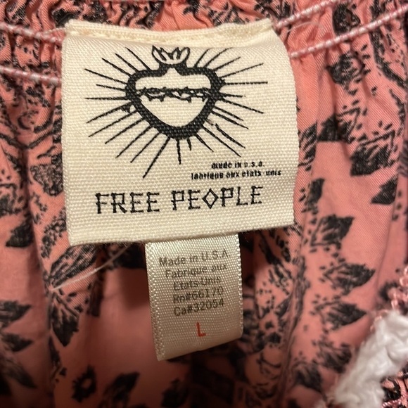 Free People peach black cream off the shoulder dress or long tunic top large - Picture 4 of 6